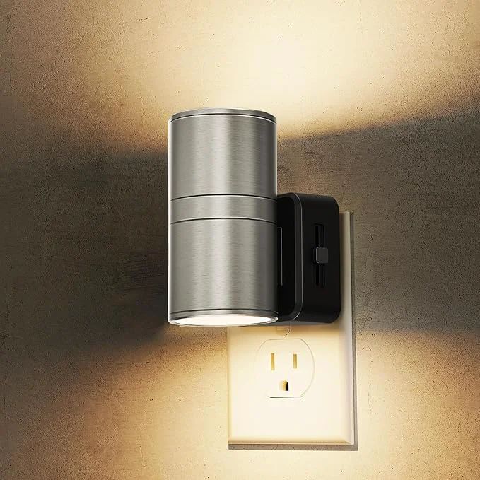 Premium L LOHAS LED Night Light Dimmable Night Lights Plug into Wall Metal-Shade Breathable