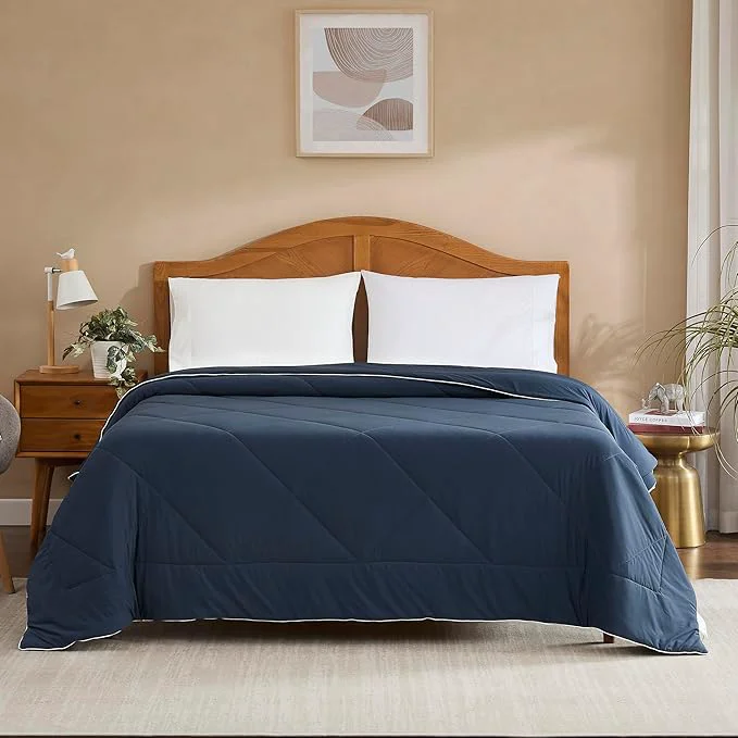 High-Quality Oversized Cooling Comforter King California King – Reversible Diamond-Quilted Comforter amp Elegant Trim – Lightweight Breathable Blanket for Hot Sleepers Night Sweats amp All-Season Comfort Navy Blue Detailed