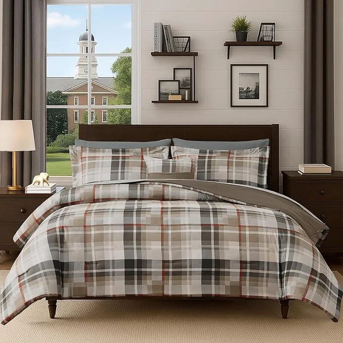 Outstanding MaiRêve Comforter Set Full Size Khaki Classic Farmhouse Bedding Set Bed in a Bag 7 Pieces Lightweight All Season Comforter Set with Sheets Pillowcases amp Shams Enhanced