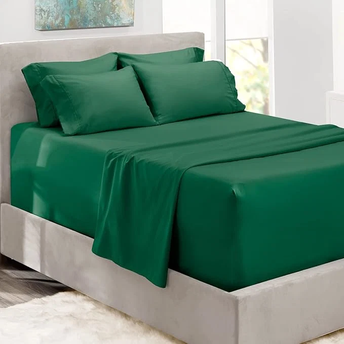 Traditional Hearth amp Harbor Bed Sheets Luxury Soft 6 Piece Bed Sheet Set Extra Deep Pocket Fitted Sheets Fits Mattress up to 21 quot Double Brushed Bedding Sheets amp Pillowcases Full Dark Green Environmentally Friendly