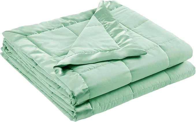 Genuine Madison Park Windom Down Blanket Premium 3M Scotchgard Moisture Wicking Treatment Lightweight and Soft Bed Cover For All Season Satin Trim Seafoam Full Queen Fashionable