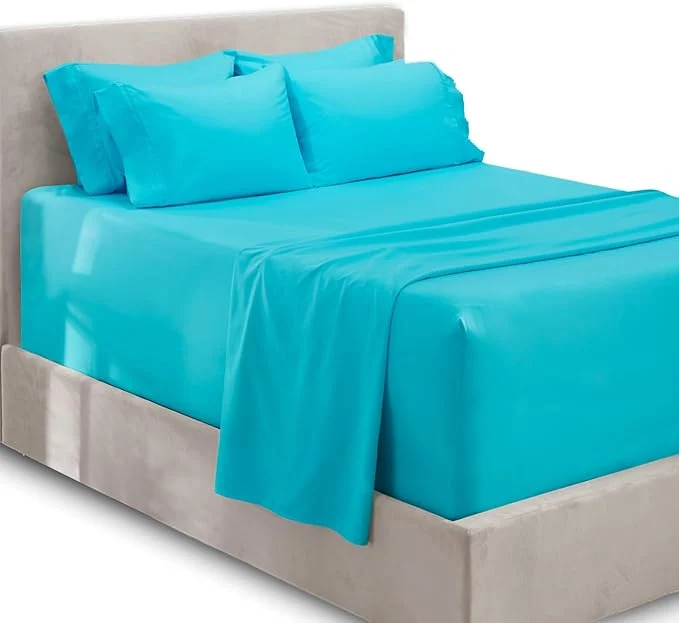 Original Design Hearth amp Harbor Extra Deep Pocket Sheets – Fits Mattress 18-24 Inches Deep – Extra Deep Pocket Twin XL Sheets Sets – 4 Piece Twin XL Size – Beach Blue Smooth
