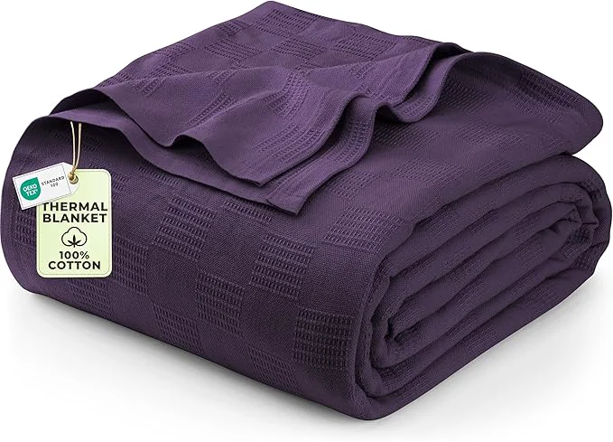 User-Friendly Utopia Bedding Plum Cotton Blanket Queen Size – 90×90 Inch Lightweight Soft and Breathable Thermal Blanket for All Seasons Excellent