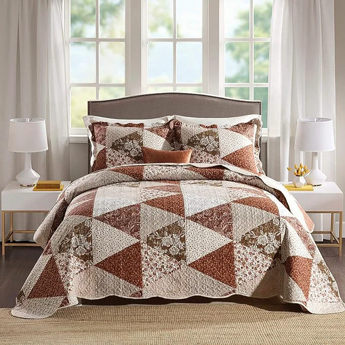 Fine Travan 3-Piece Queen Quilt Sets with Shams Oversized Bedding Bedspread Reversible Coverlet Set Queen Size Flexible