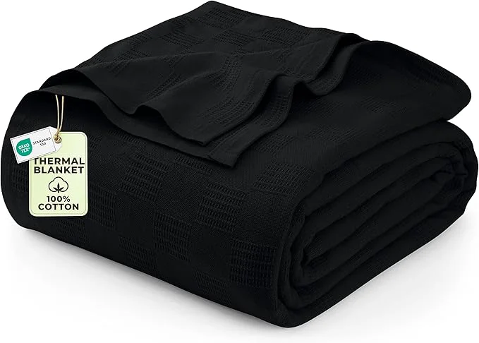 Minimalist Utopia Bedding Black Cotton Blanket King Size – 90×108 Inch Lightweight Soft and Breathable Thermal Blanket for All Seasons Elegant