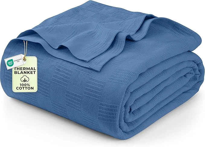 Secure Utopia Bedding Wedgewood Cotton Blanket King Size – 90×108 Inch Lightweight Soft and Breathable Thermal Blanket for All Seasons Quality