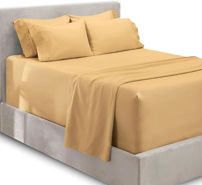 Premium Material Hearth amp Harbor Extra Deep Pocket Sheets – Fits Mattress 18-24 Inches Deep – Extra Deep Pocket Twin XL Sheets Sets – 4 Piece Twin XL Size – Camel Contemporary