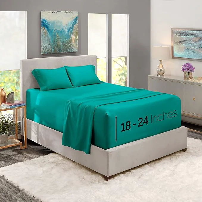 Advanced Nestl Microfiber Bed Linen Set 4Pc Twin XL Deep Pocket Sheets Teal Dependable