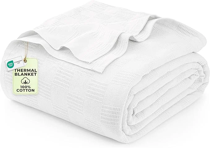 Long-Lasting Utopia Bedding White Cotton Blanket Full Size – 90×84 Inch Lightweight Soft and Breathable Thermal Blanket for All Seasons Expertly Made