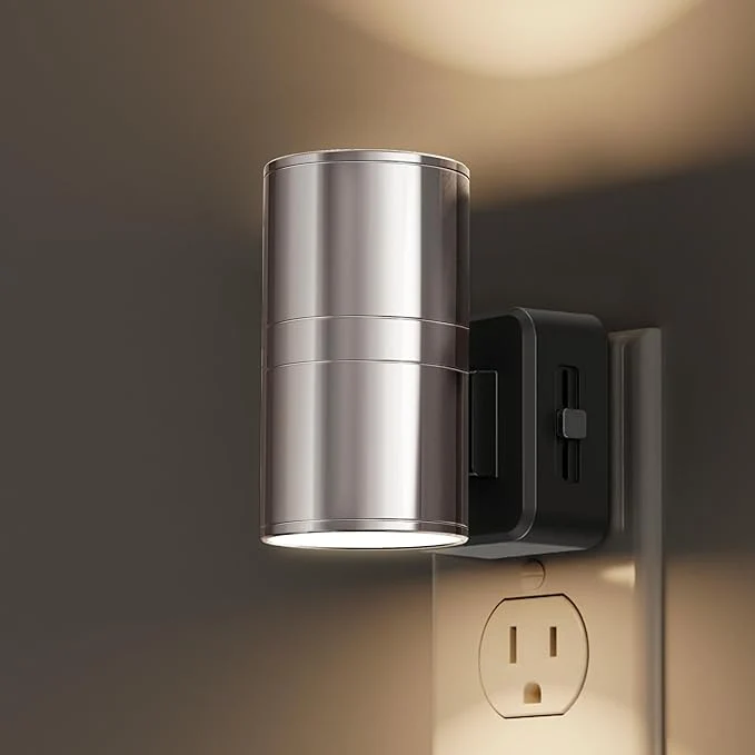 Exclusive L LOHAS LED Night Light Night Lights Plug into Wall Smooth Silver Glossy Eco-Friendly