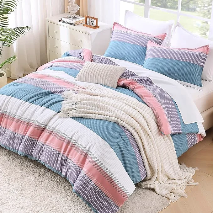 Genuine Litanika Twin XL Comforter Set Pink Purple Blue – 2 Pieces Sea Salt Twin Extra Long Size Lightweight Bedding Set All Season Down Comforter Traditional