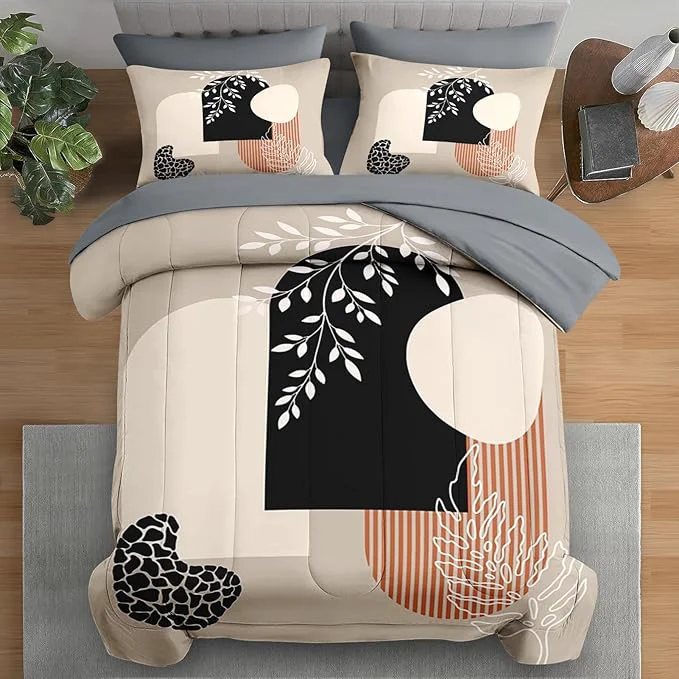 Recyclable Comforter Set Queen Size Boho Summer Vintage 7 Pcs Bedding for Kids and Adults Bohemian Sun Earth Geometric Bed Sheet Sets with Fitted Sheet 2 Pillowcase amp 2 Sham for Bedroom Bed Decor Original