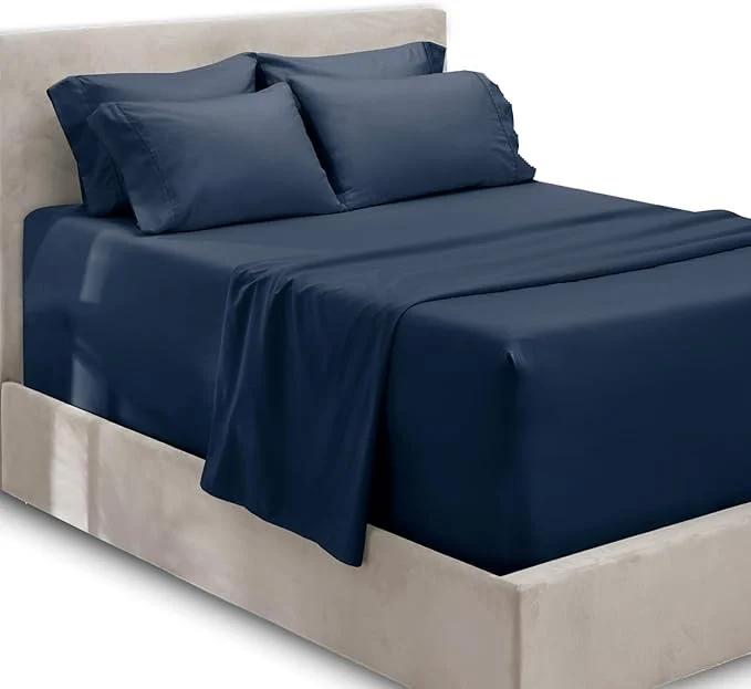 First-Class Hearth amp Harbor Extra Deep Pocket Sheet Set 6Pc Split King Size Navy Blue Reusable