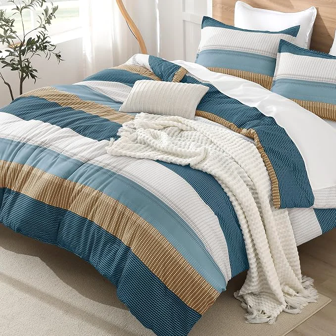 Verified Litanika Comforter Set Twin Twin XL Green Yellow – 2 Pieces Lightweight Colorblock Stripe Fluffy Bedding Comforter Sets All Season Bed Set Relaxed