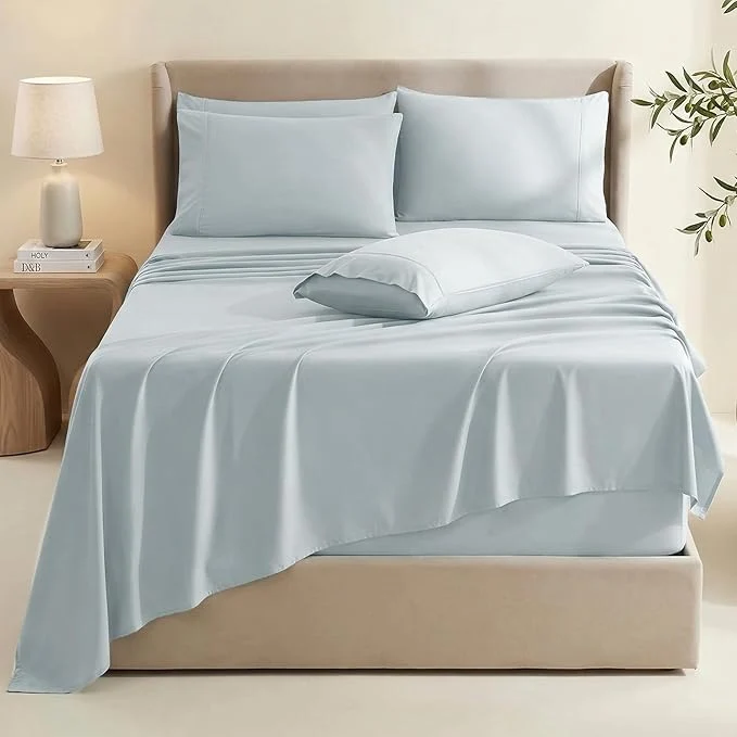 Traditional Hearth amp Harbor Bed Sheets Luxury Soft 6 Piece Bed Sheet Set Extra Deep Pocket Fitted Sheets Fits Mattress up to 21 quot Double Brushed Bedding Sheets amp Pillowcases Stylish