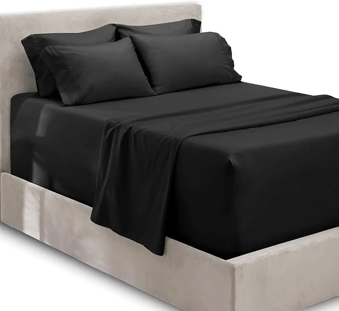 Verified Hearth amp Harbor Extra Deep Pocket Queen Sheets Sets – Fits Mattress 18-24 Inches Deep – Extra Deep Pocket Sheets – 6 Piece Queen Size – Black Original
