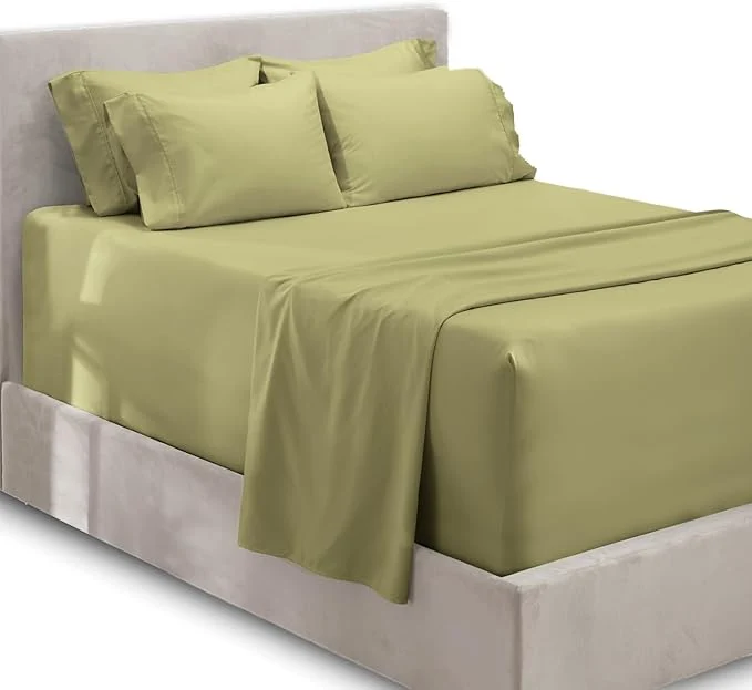 Versatile Hearth amp Harbor Extra Deep Pocket Sheets – Fits Mattress 18-24 Inches Deep – Extra Deep Pocket Full Size Sets – 6 Piece Full Size – Full – Sage Safe