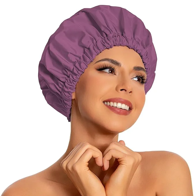 Excellent Reusable Shower Cap for Women Large Waterproof Shower Bonnet First-Class