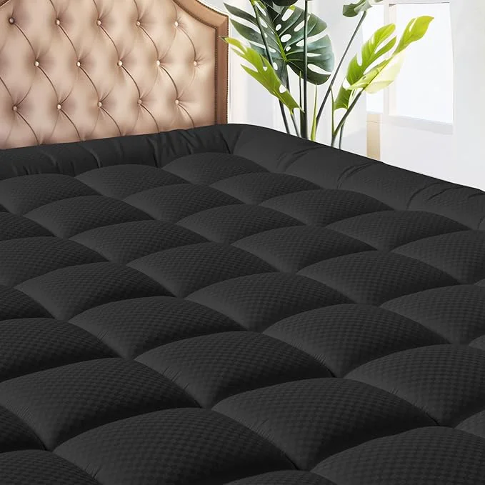 Healthy MATBEBY Twin Size Mattress Pad – Cooling Breathable Mattress Topper Quilted Fitted Mattress Protector Pillow Top Mattress Cover with 8-21 quot Deep Pocket Soft Machine Washable Black 39×75 Inches Expertly Made