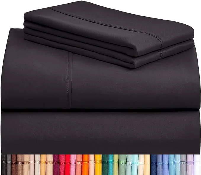 Powerful LuxClub 4 PC Full Sheet Set Breathable Luxury Bed Sheets Deep Pockets 18 quot Wrinkle Cooling Bed Sheets Machine Washable Hotel Bedding Silky Soft – Black Full Fast