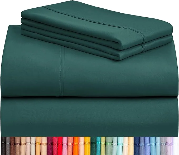 Original Design LuxClub 4 PC Queen Sheet Set Breathable Luxury Bed Sheets Deep Pockets 18 quot Wrinkle Cooling Sheets Machine Washable Hotel Bedding Silky Soft – Emerald Queen Certified