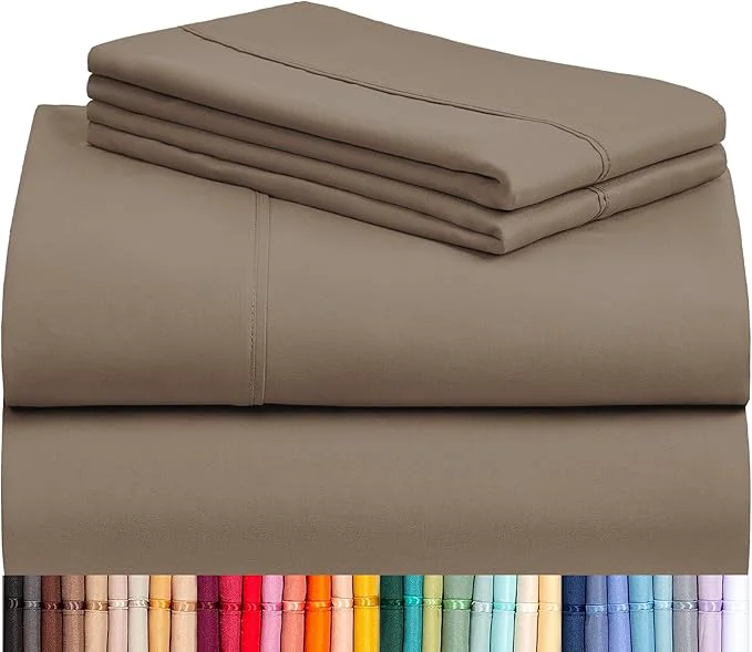 Sustainable LuxClub 4 PC King Sheet Set Breathable Luxury Bed Sheets Deep Pockets 18 quot Wrinkle Cooling Bed Sheets Machine Washable Hotel Bedding Silky Soft – Dark Khaki King Outstanding