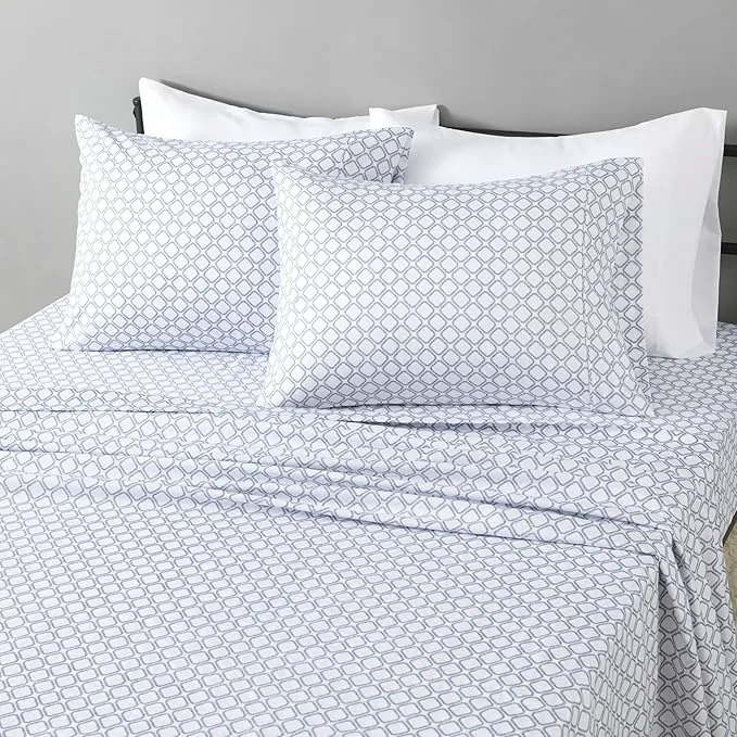 User-Friendly Amazon Basics Lightweight Microfiber 4-Piece Bed Sheet Set Full Aqua Printed Pure