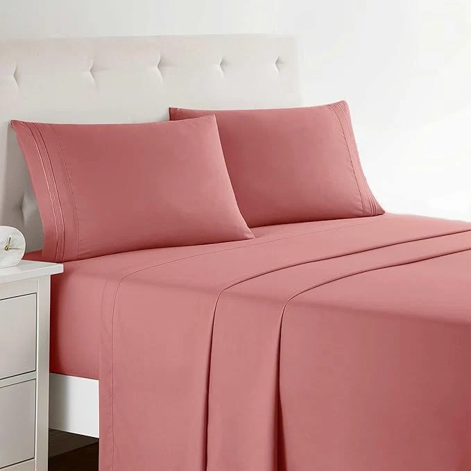 Recyclable Clara Clark Bed Sheets Premier 1800 Series Bed Sheet Set Deep Pocket Wrinkle Fade Stain Resistant Luxury Soft Bedding Sheets amp Pillowcases Twin Pink Clay Carefully Designed