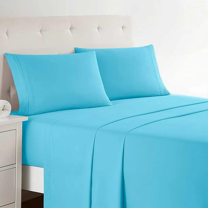 Consistent Clara Clark Bed Sheets Premier 1800 Series 4 Piece Bed Sheet Set Deep Pocket Wrinkle Fade Stain Resistant Luxury Soft Bedding Sheets amp Pillowcases King Beach Blue Excellent