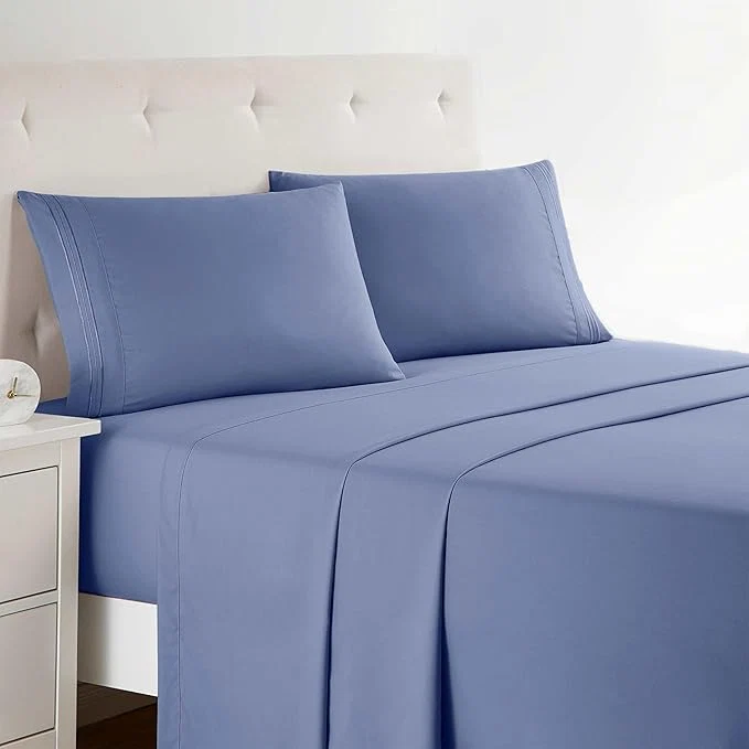 Top-Quality Clara Clark Bed Sheets Premier 1800 Series 4 Piece Bed Sheet Set Deep Pocket Wrinkle Fade Stain Resistant Luxury Soft Bedding Sheets amp Pillowcases Twin Steel Blue Fine Crafted