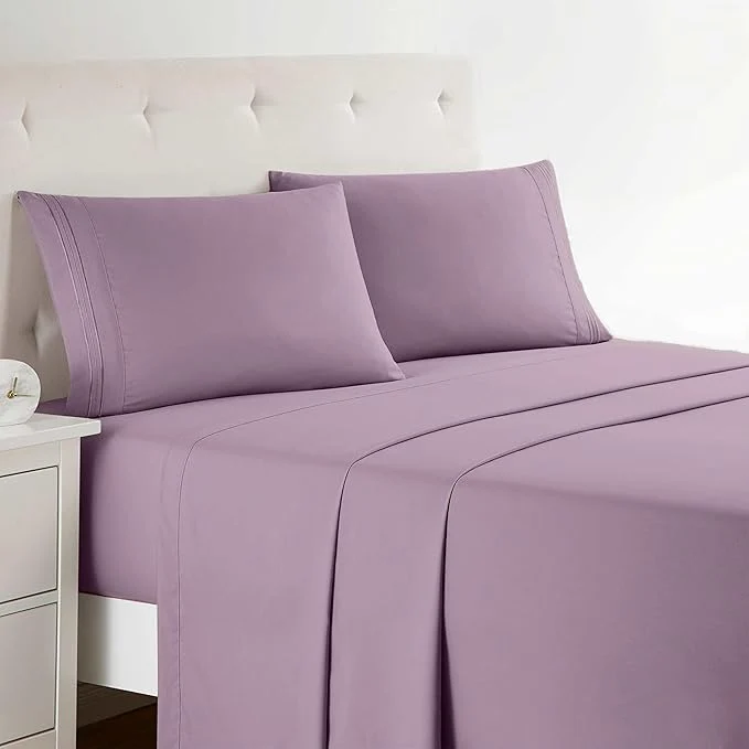 Outstanding Clara Clark Bed Sheets Premier 1800 Series Bed Sheet Set Deep Pocket Wrinkle Fade Stain Resistant Luxury Soft Bedding Sheets amp Pillowcases Queen Dusty Purple Minimalist