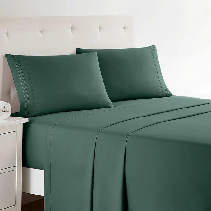 Lightweight Clara Clark Bed Sheets Premier 1800 Series Bed Sheet Set Deep Pocket Wrinkle Fade Stain Resistant Luxury Soft Bedding Sheets amp Pillowcases Twin Forest Green Easy-to-Use