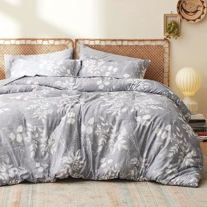 Enhanced Bedsure Full Size Comforter Set – 7 Pieces Floral Grey Soft Bedding Sets Full Bed in a Bag with Botanical Flowers Comforter Sheets Pillowcases amp Shams Green