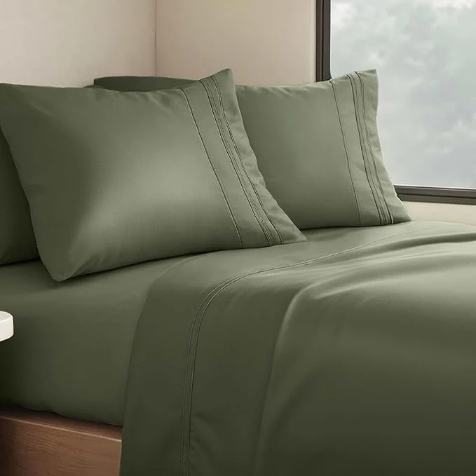 Casual Clara Clark Bed Sheets Premier 1800 Series 4 Piece RV Queen Sheet Set Luxury Soft Sheets for RV Bunks Short Queen – Olive Green Responsible