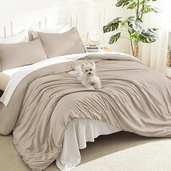 Traditional Litanika Khaki Comforter Set Queen Size 3 Pieces Solid Bedding Comforter Set All Season Down Bed Set 90x90In Comforter amp 2 Pillowcases Fine Crafted