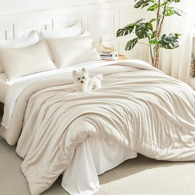 Stylish Litanika Oversized King Comforter 128×120 Beige 3 Pieces Lightweight Solid Bedding Comforter Set All Season Fluffy Bed Set 1 Comforter amp 2 Pillowcases Healthy