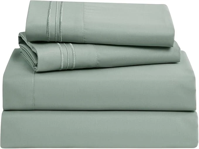 World-Class Clara Clark Bed Sheets Premier 1800 Series Bed Sheet Set Deep Pocket Wrinkle Fade Stain Resistant Luxury Soft Bedding Sheets amp Pillowcases Split King Ice Green Recyclable