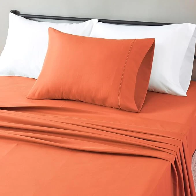 Smooth Amazon Basics Lightweight Super Soft Breathable Wrinkle- Microfiber 3-Piece Bed Sheet Set Twin XL Brick Solid Specialty