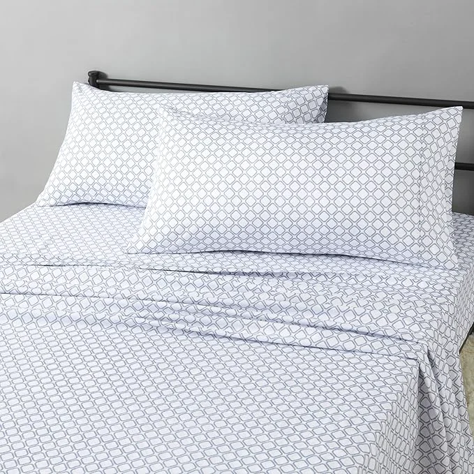 Stylish Amazon Basics Lightweight Microfiber 4-Piece Bed Sheet Set King Aqua Printed Unique