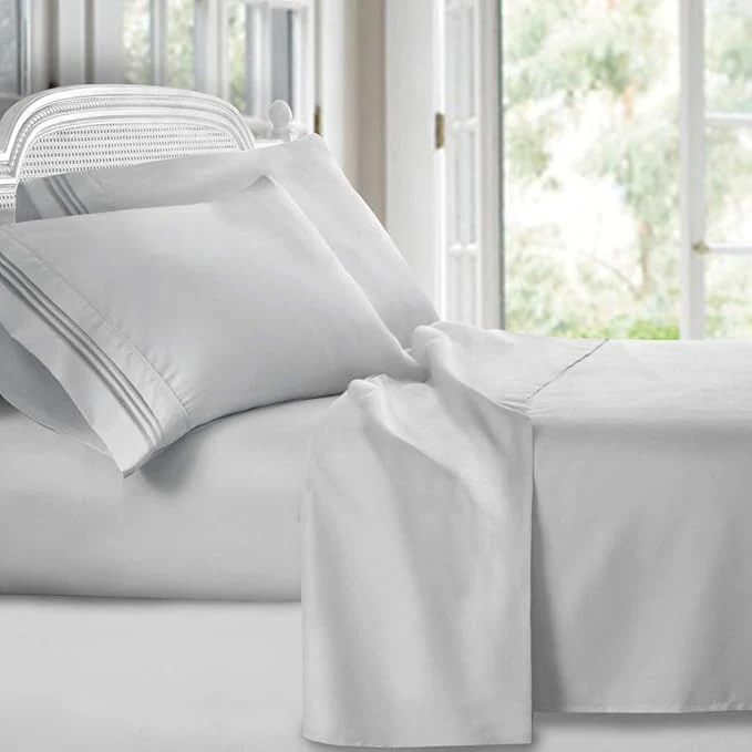 Advanced Clara Clark Bed Sheets Premier 1800 Series 4 Piece Bed Sheet Set Deep Pocket Wrinkle Fade Stain Resistant Luxury Soft Bedding Sheets amp Pillowcases Split King Silver Gray Smooth