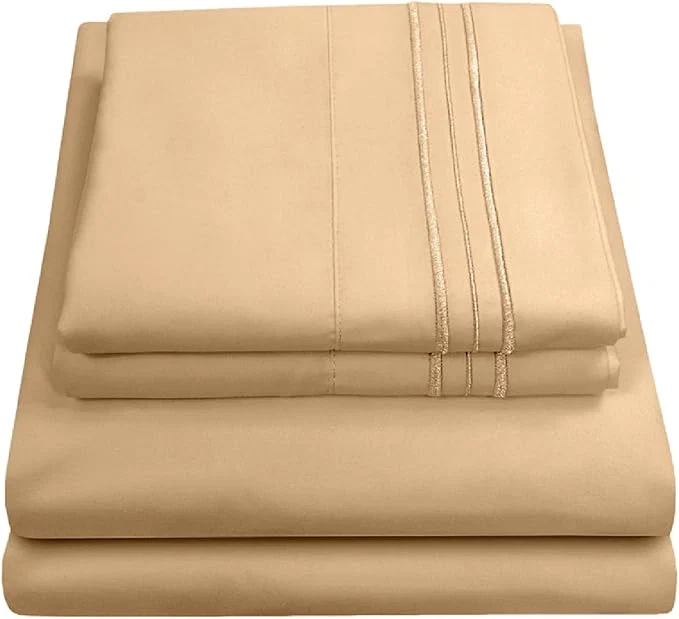 Modern Queen Size Bed Sheets – Breathable Luxury Sheets with Full Elastic amp Secure Corner Straps Built In – 1800 Supreme Collection Extra Soft Deep Pocket Bedding Set Sheet Set Queen Camel Long-Lasting