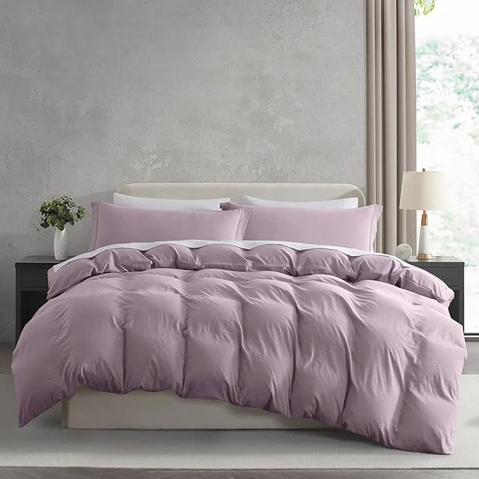 Proven Nestl Dusty Purple Duvet Cover Full Size – Soft Prewashed Full Size Duvet Cover Set 3 Piece with Zipper Closure 1 Duvet Cover 80×90 inches and 2 Pillow Shams Superior