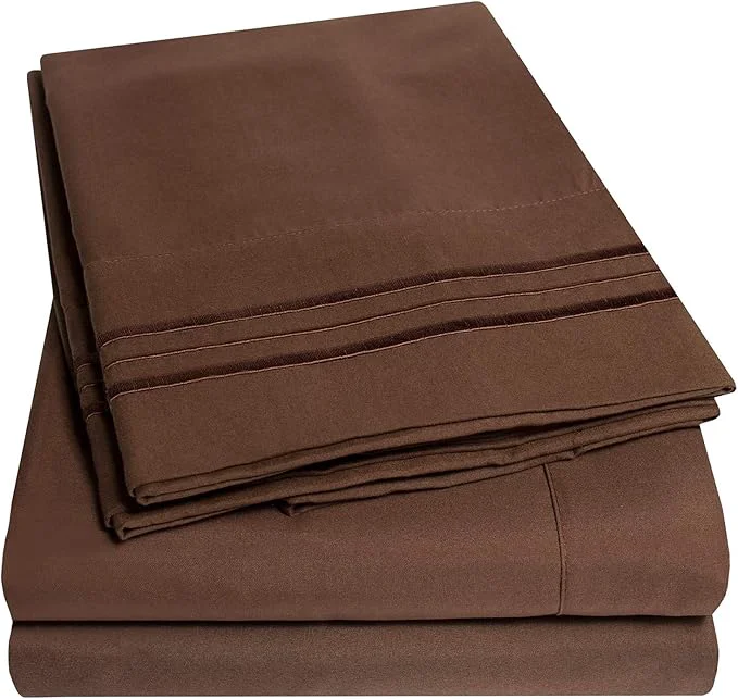 1500 Supreme Collection Twin XL Sheet Sets Brown – 3 Piece Bed Sheets and Pillowcase Set for Twin XL Mattress – Extra Soft Elastic Corner Straps Deep Pocket Sheets Twin XL Brown Fashionable
