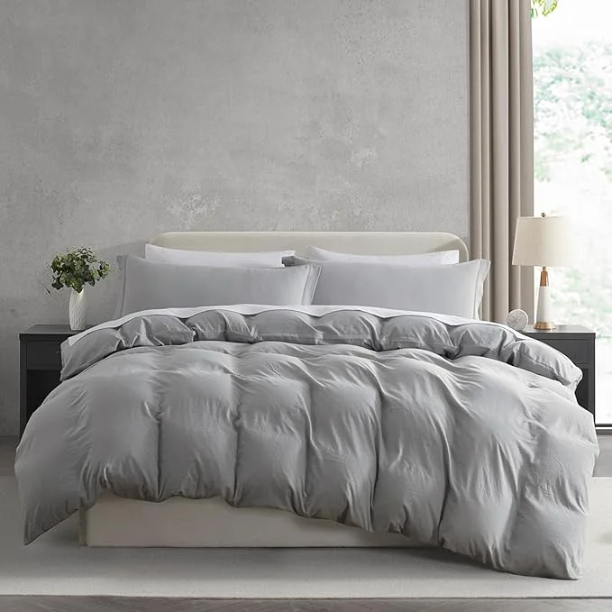 Exceptional Nestl Light Grey Duvet Cover Full Size – Soft Prewashed Full Size Duvet Cover Set 3 Piece with Zipper Closure 1 Duvet Cover 80×90 inches and 2 Pillow Shams – No Comforter Powerful