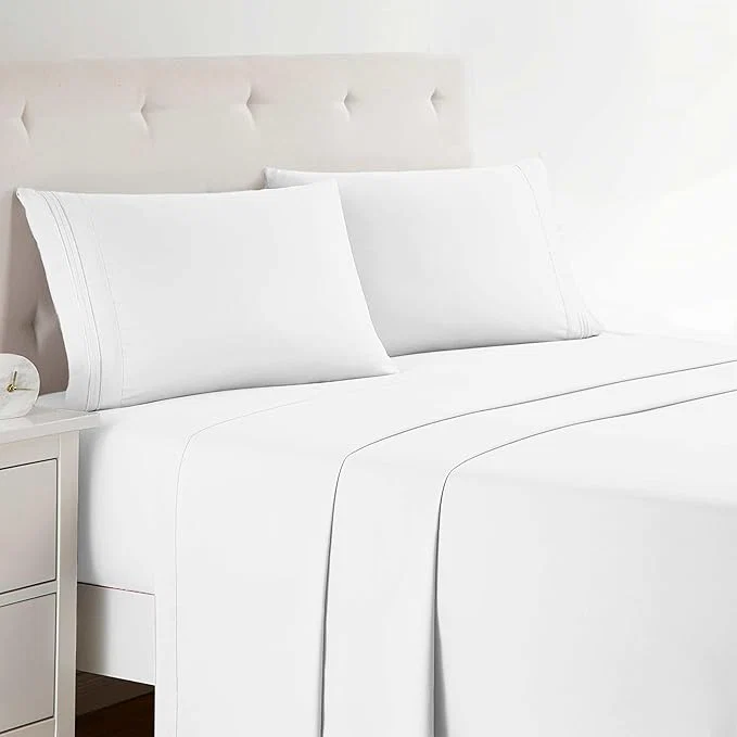 Pure Clara Clark Bed Sheets Premier 1800 Series 4 Piece Bed Sheet Set Deep Pocket Wrinkle Fade Stain Resistant Luxury Soft Bedding Sheets amp Pillowcases Queen White Fast