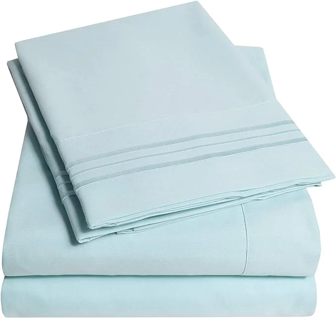 Long-Lasting 1500 Supreme Collection Bed Sheets – PREMIUM QUALITY BED SHEET SET amp SINCE 2012 – Deep Pocket Wrinkle Hypoallergenic Bedding – Over 40 Colors amp Prints- 4 Piece Full Light Blue Excellent