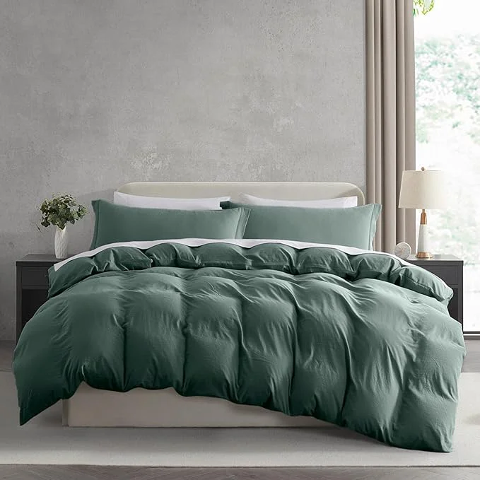 Secure Nestl Forest Green California King Duvet Cover Sets – Soft Prewashed Cal King Duvet Cover 3 Piece with Zipper Closure 1 Duvet Cover 104×98 inches and 2 Pillow Shams Exclusive