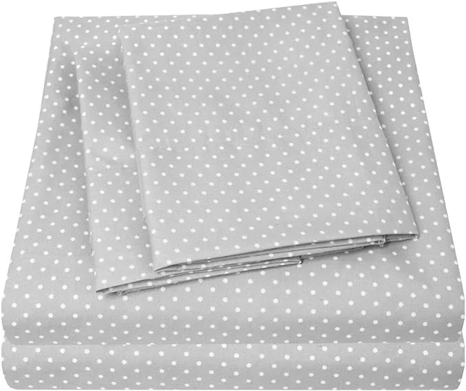 High-End 1500 Supreme Collection Queen Sheet Sets Polka Dot Gray – Luxury Hotel Bed Sheets and Pillowcase Set for Queen Mattress – Extra Soft Elastic Corner Straps Deep Pocket Sheets Queen Polka Dot Gray Sustainable
