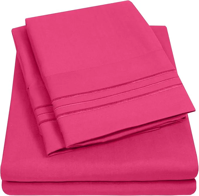 1500 Supreme Collection Queen Sheet Sets Fuschia – Luxury Hotel Bed Sheets and Pillowcase Set for Queen Mattress – Extra Soft Elastic Corner Straps Deep Pocket Sheets Queen Fuschia Recyclable