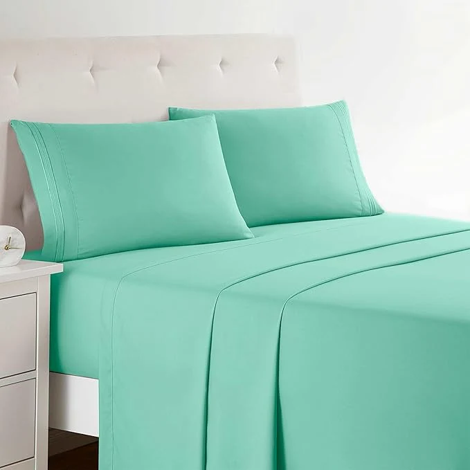 Reliable Clara Clark Bed Sheets Premier 1800 Series 4 Piece Bed Sheet Set Deep Pocket Wrinkle Fade Stain Resistant Luxury Soft Bedding Sheets amp Pillowcases Full Mint Green Eco-Friendly